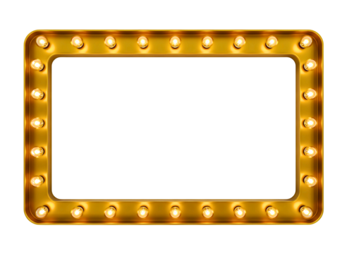 Vintage marquee sign with lights isolated on transparent background