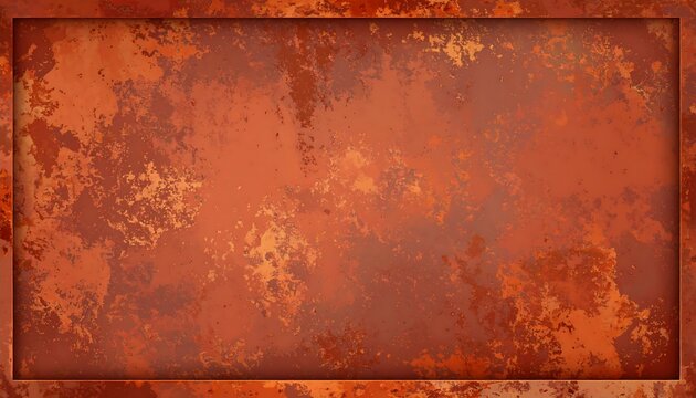 Rustic copper plate texture with mottled surface and frame, evocative of weathered metal art