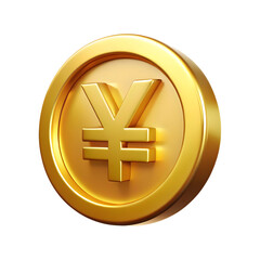 Obraz premium Golden yen coin symbol isolated on transparent background