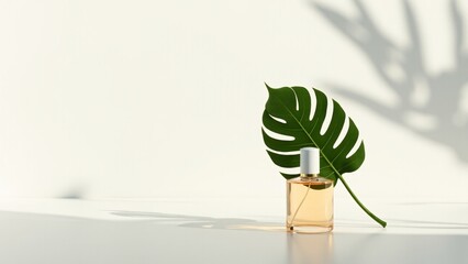 Natural Perfume Bottle with Monstera Leaf
