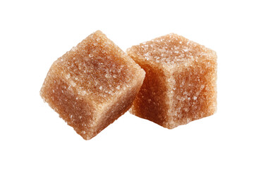Two light brown sugar cubes, close-up