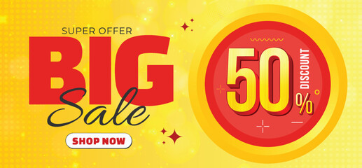 Fototapeta premium Super Sale Banner with 50% Discount Offer