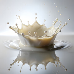 Golden milk splash in a royal crown design for a luxurious coffee or tea drink icon