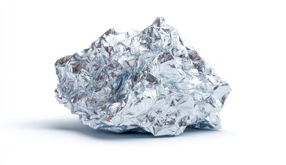 Fototapeta premium Crumpled aluminum foil ball on white background