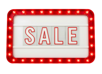 Vintage marquee sign sale isolated on transparent background