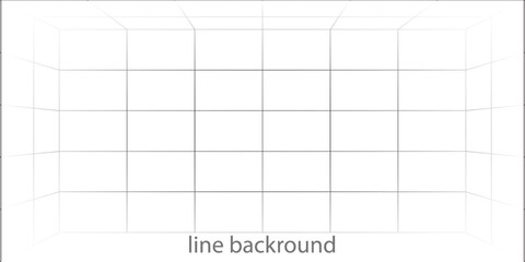 Empty futuristic digital box room white background with black grid space line color surface. EPS 10