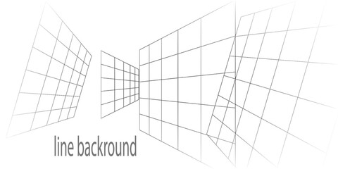 Empty futuristic digital box room white background with black grid space line color surface.