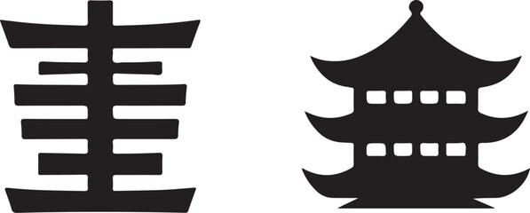 Korean Monochrome vector of black and white icon