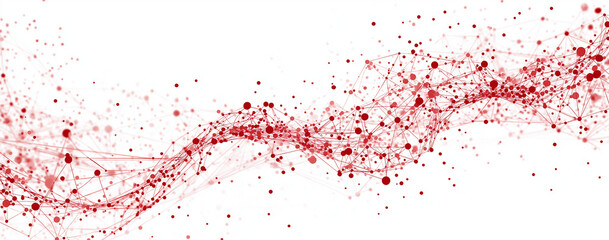 Fototapeta premium Abstract red wave of dots and lines forming an intricate pattern on a white background