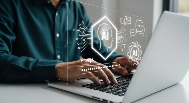 Exploring artificial intelligence ai technology innovation with laptop and prompt engineering skills