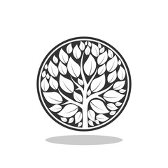 Circle tree logo icon with shadow