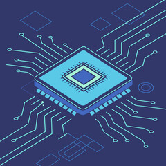 a computer chip with many lines and dots