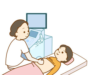 エコー検査を受ける妊婦さん、赤ちゃんの成長を感じる