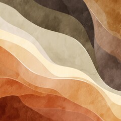 Abstract layered wavy design.  Warm earthy tones, flowing lines