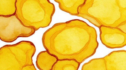Naklejka premium Abstract yellow and gold watercolor shapes with organic edges 49 texture