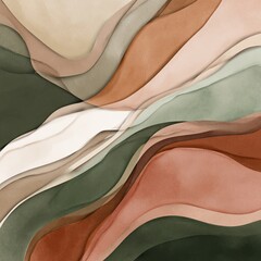 Abstract layered design with flowing, layered, and textured organic shapes in earthy tones