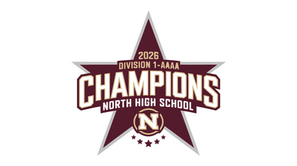 2026 Division 1AAAA Champions North High School Logo Featuring a Star and Initial N Emblem