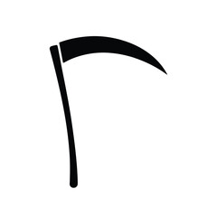 Black Silhouette of a Scythe Isolated on White