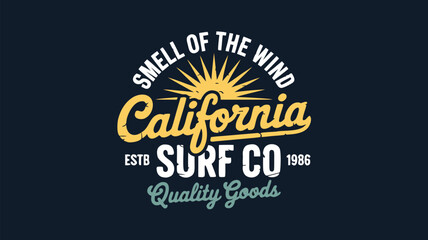 California Surf Co. Quality Goods Smell of the Wind with Sunburst, Navy Background