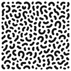 Abstract Black and White Pattern with Rounded Shapes and Dots