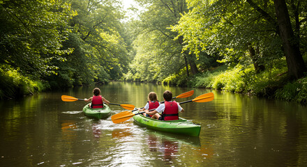 Kayakers enjoying a serene river