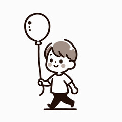 illustration of a child carrying a ballon