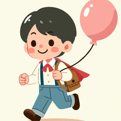 illustration of a child carrying a ballon
