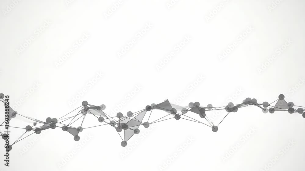 Poster an abstract network connection is depicted on a white background with a modern geometric design