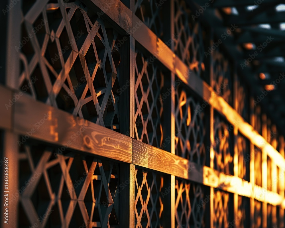 Poster ornate wooden latticework with intricate patterns.