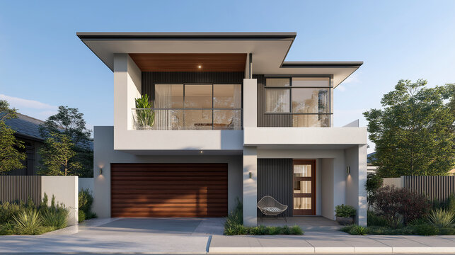 Maison contemporaine design avec une fa&ccedil;ade &eacute;pur&eacute;e
