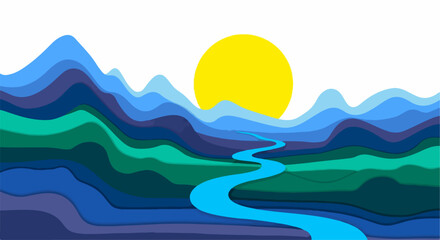 Abstract landscape with vibrant colors evoking peace and tranquility for creative projects