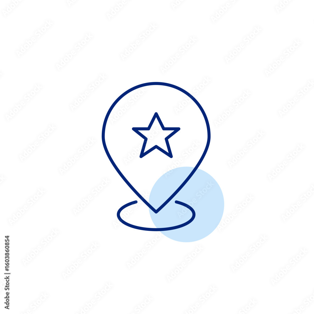 Fototapete map pointer and star. favorite location, vip membership event. pixel perfect, editable stroke vector