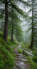 Obraz premium Forest Path in Mist