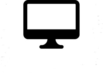 solid black silhouette icon of computer monitor in minimal flat design style
