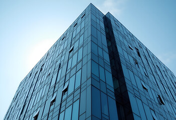 captivating image of a modern office building with a sleek glass facade that epitomizes contemporary architecture