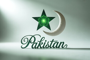 Celebrate Pakistan's vibrant spirit with the iconic crescent moon and star, symbolizing national pride and unity in a modern, elegant presentation.