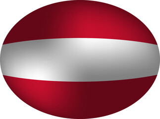 Austria Flag Oval - European National Symbol on Egg-shaped Sphere Badge