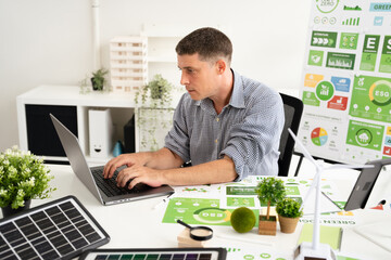 businessman and Sustainable of Green ecology and environment concept. ESG as environmental, social...
