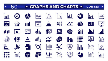 Growing bar graph icon set. Business graphs and charts icons. Statistics and analytics. Solid icon Statistics and data, charts, diagrams, money, down or up arrow. 
