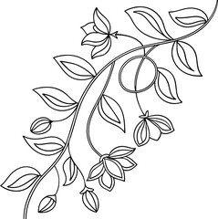 Elegant floral vine with blooming flowers and leaves