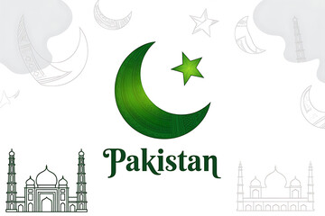 Celebrate Pakistan's vibrant culture and heritage with iconic symbols like the crescent moon, star, and majestic mosques, perfect for national pride campaigns.