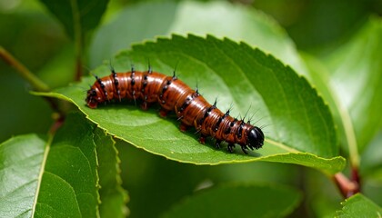 Close-up of a caterpillar on a leaf