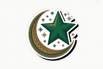 Stunning green star and ornate crescent moon with sparkling stars, perfect for celestial or mystical themes, evoking wonder and magic.