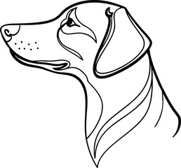 Black and white dog head outline canine animal