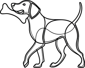 Dog with bone walking canine animal
