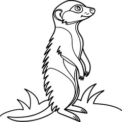 Stylized meerkat standing alert in grass animal wildlife