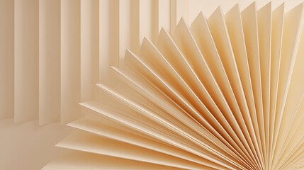 Abstract Beige Paper Fan Texture Minimalist Geometric Design with Soft Lighting and Clean Lines