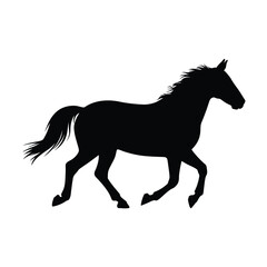 Galloping Horse Silhouette on White Background Equestrian Animal Illustration