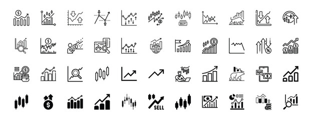 Stock market icon, financial growth and trading activity, stock prices and market trends.