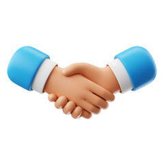 Two cartoon hands shaking in agreement isolated on a transparent background handshake business